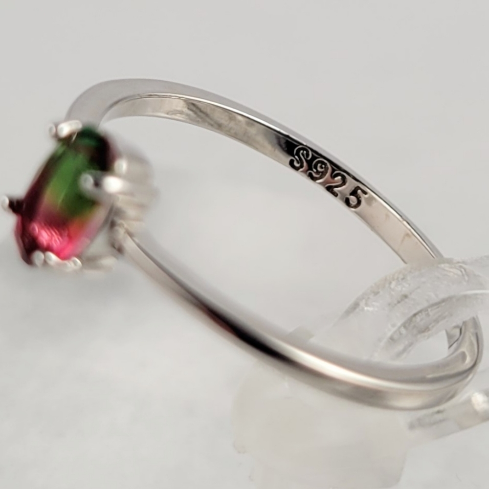 Sterling 0.5ct Watermelon Tourmaline Ring - Picture 4 of 8